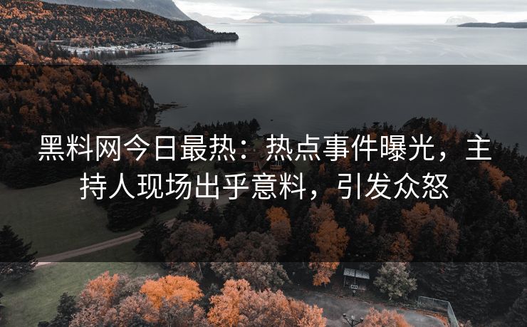 黑料网今日最热：热点事件曝光，主持人现场出乎意料，引发众怒