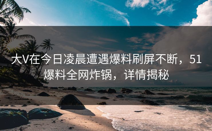 大V在今日凌晨遭遇爆料刷屏不断，51爆料全网炸锅，详情揭秘