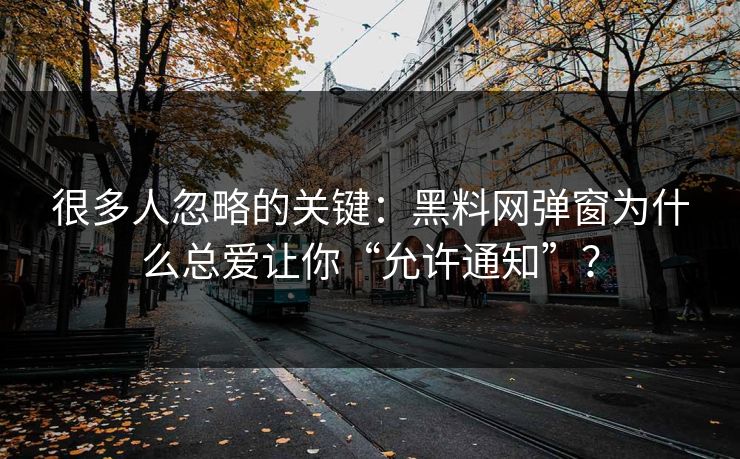 很多人忽略的关键：黑料网弹窗为什么总爱让你“允许通知”？